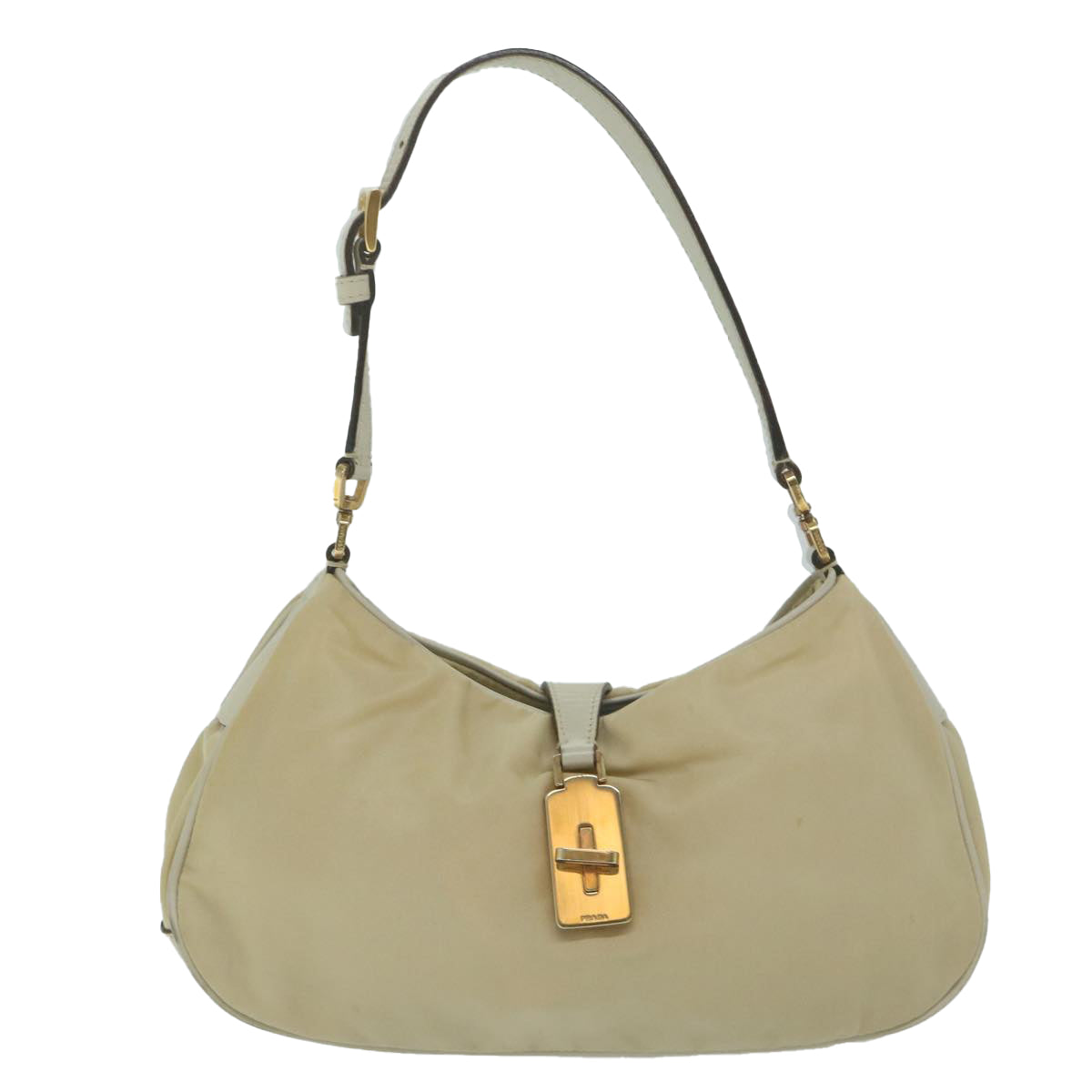 PRADA Shoulder Bag Nylon Cream Auth 64548