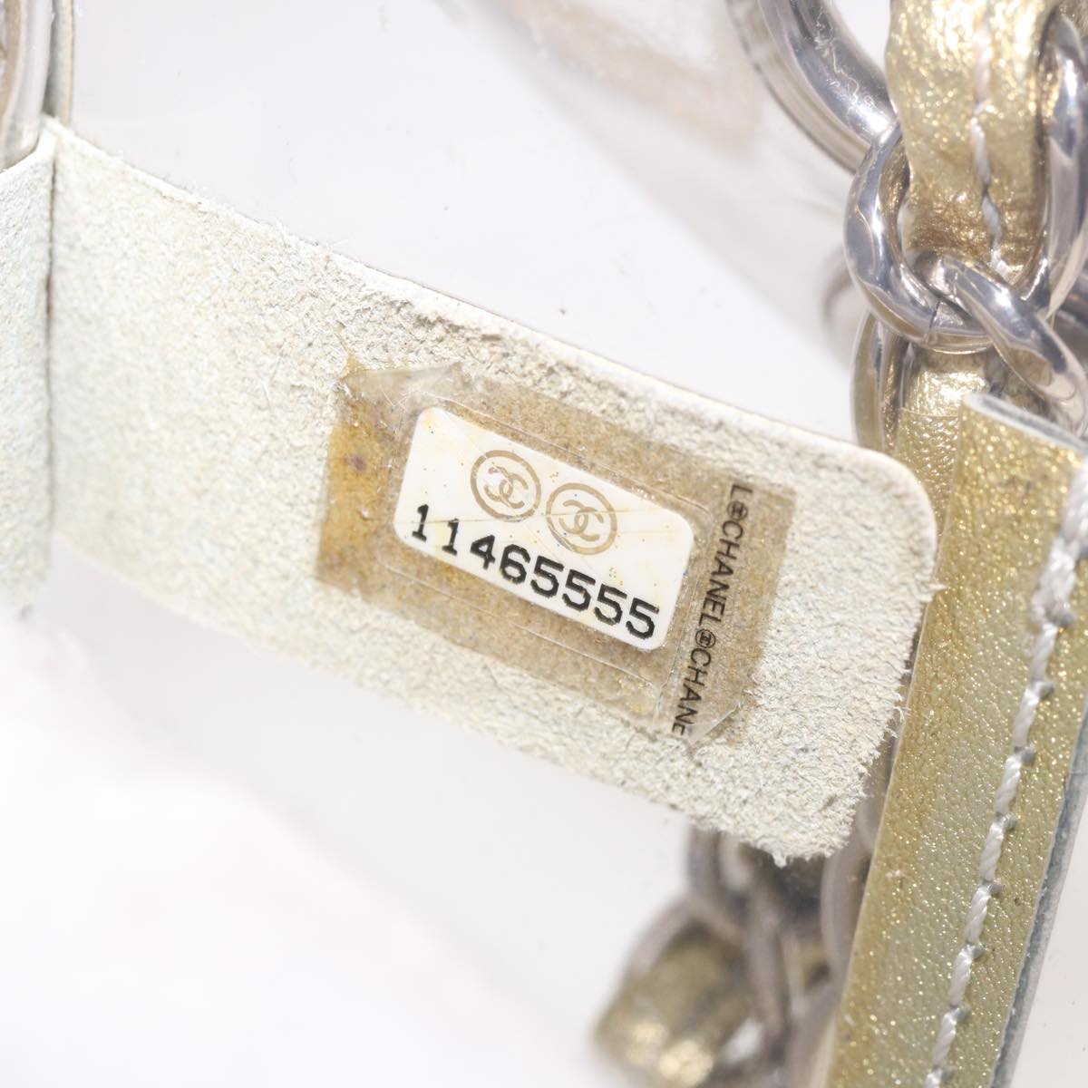 CHANEL Chain Shoulder Bag Vinyl Gold Clear CC Auth 64551A