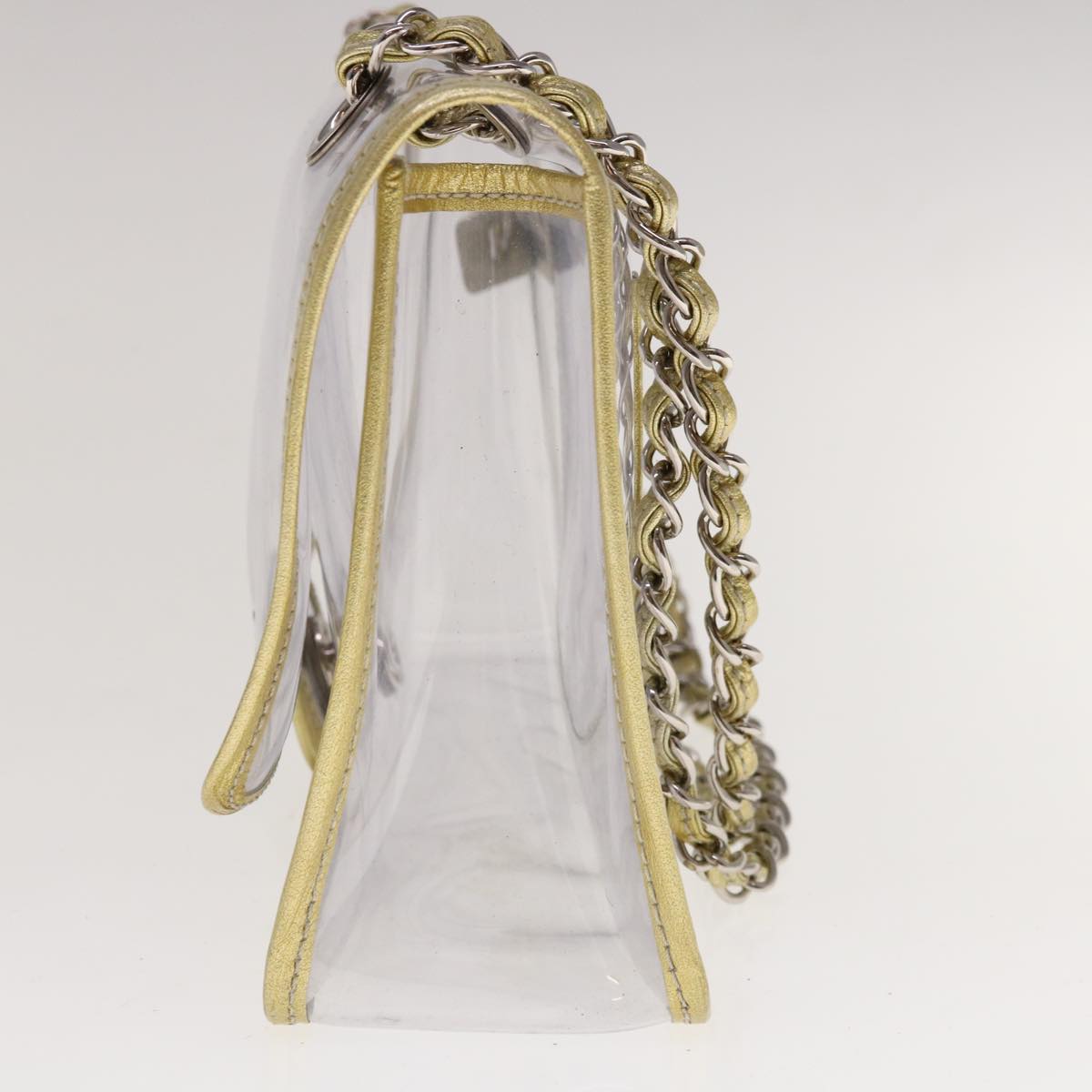 CHANEL Chain Shoulder Bag Vinyl Gold Clear CC Auth 64551A