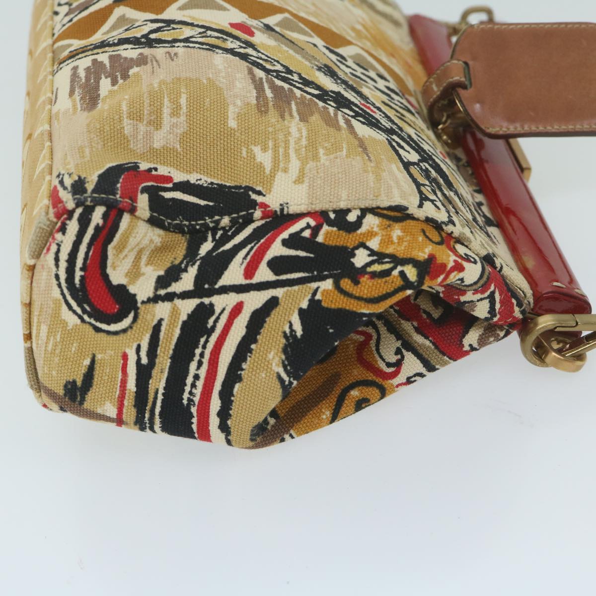 PRADA Shoulder Bag Canvas Beige Auth 64559