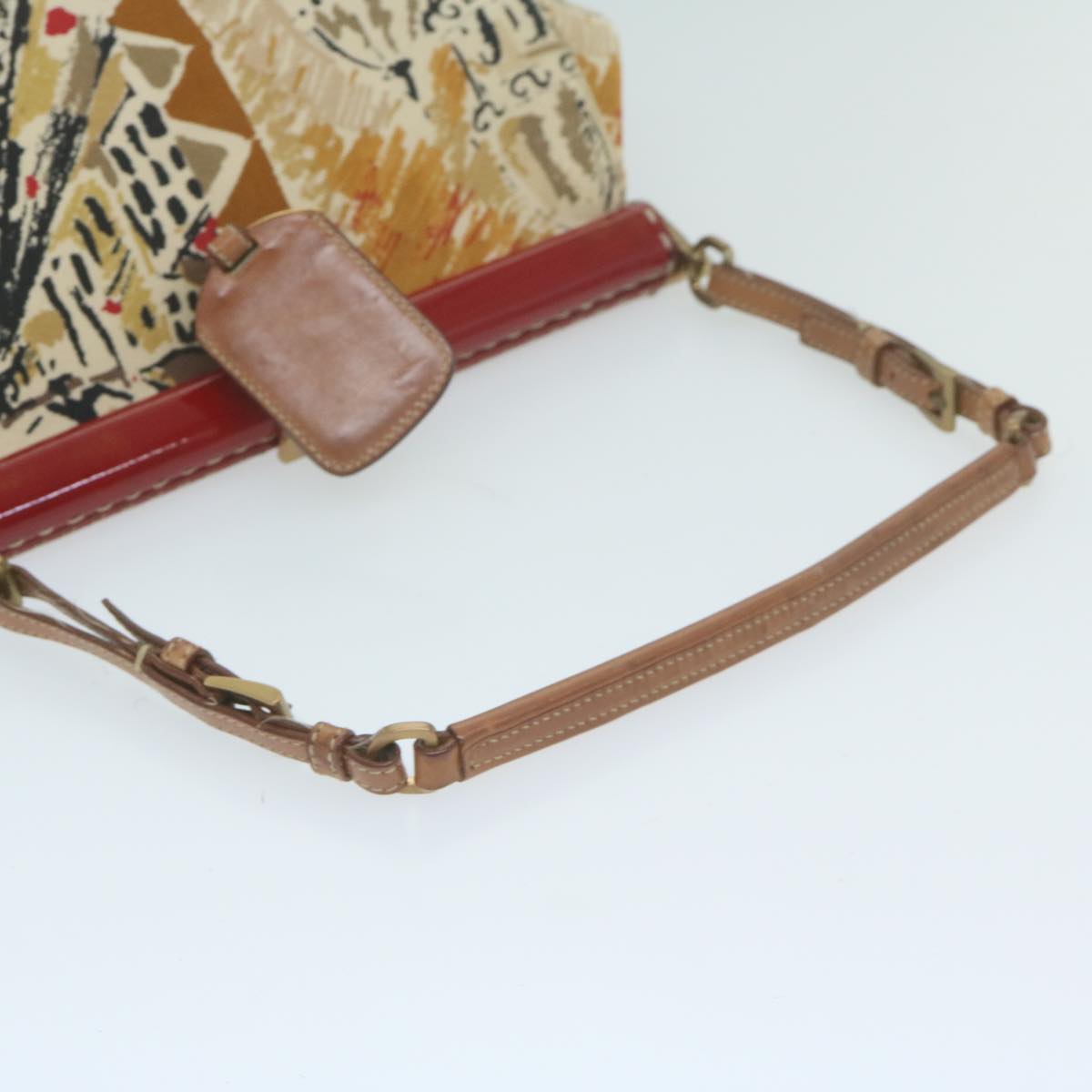 PRADA Shoulder Bag Canvas Beige Auth 64559