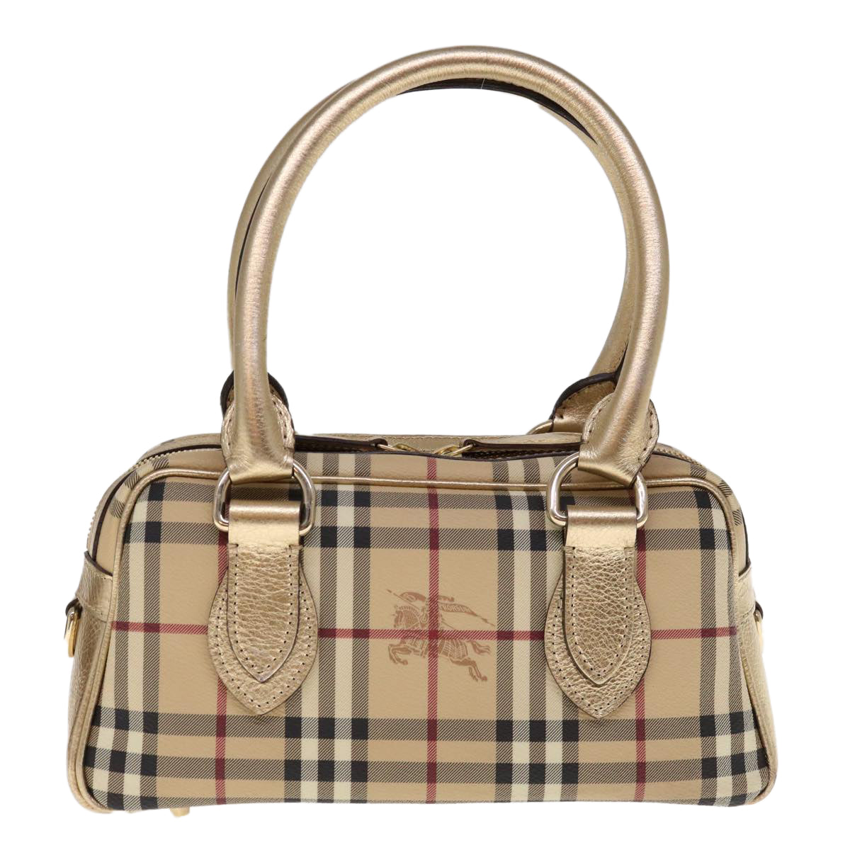 BURBERRY Nova Check Hand Bag PVC Leather Beige Auth 64593 - 0