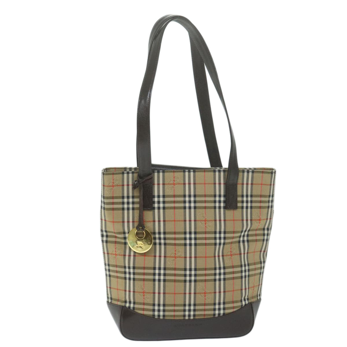 BURBERRY Nova Check Tote Bag Nylon Canvas Beige Auth 64608