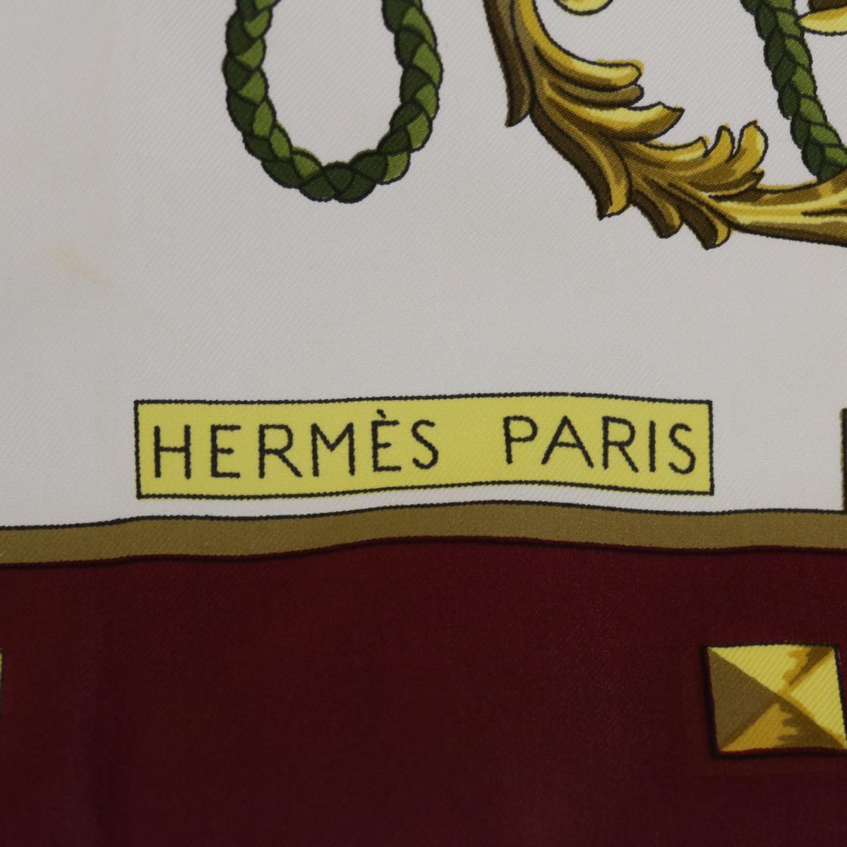 HERMES Carre 90 LES CLES Scarf Silk Red Auth 64618