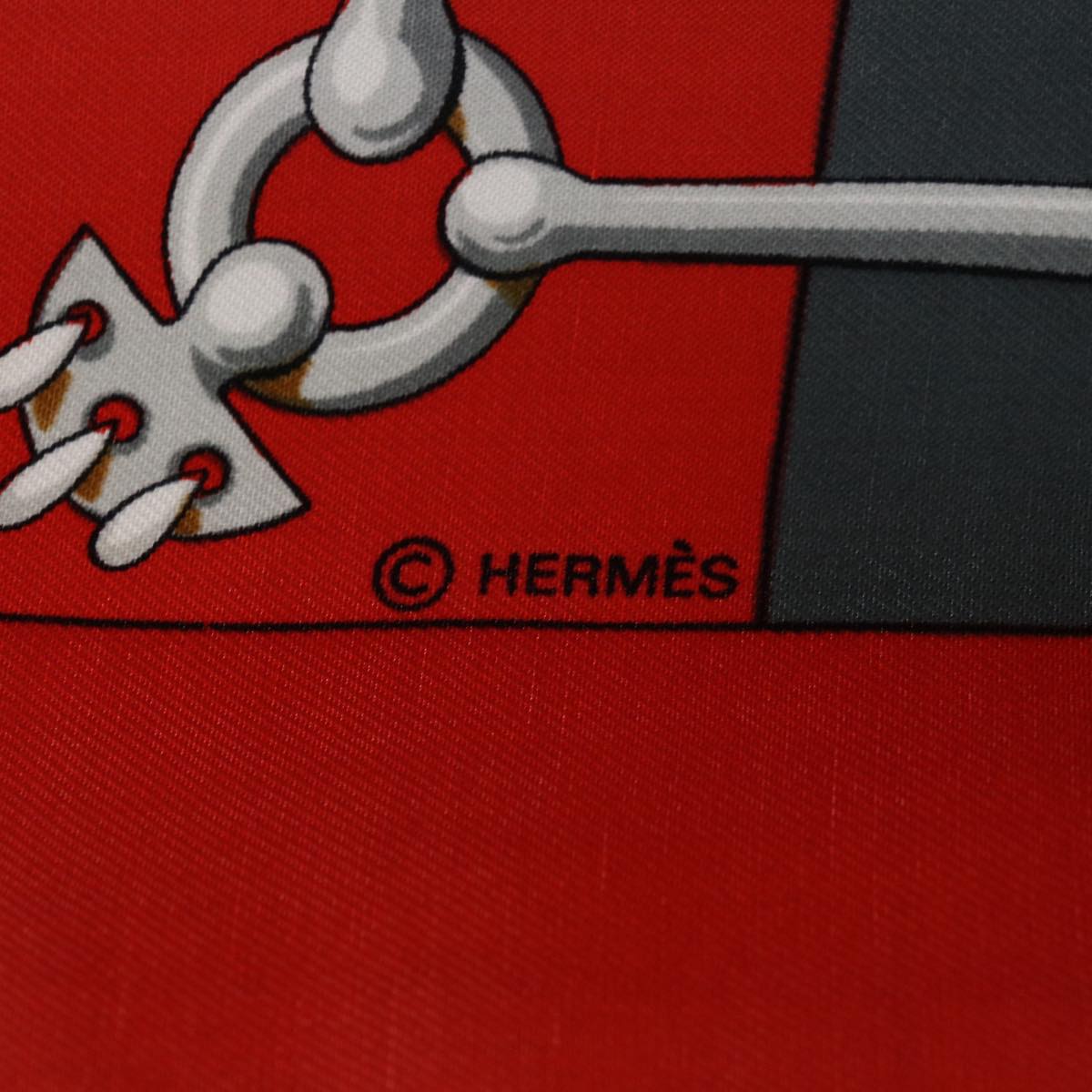 HERMES Carre 90 Cliquetis Scarf Silk Red Auth 64620