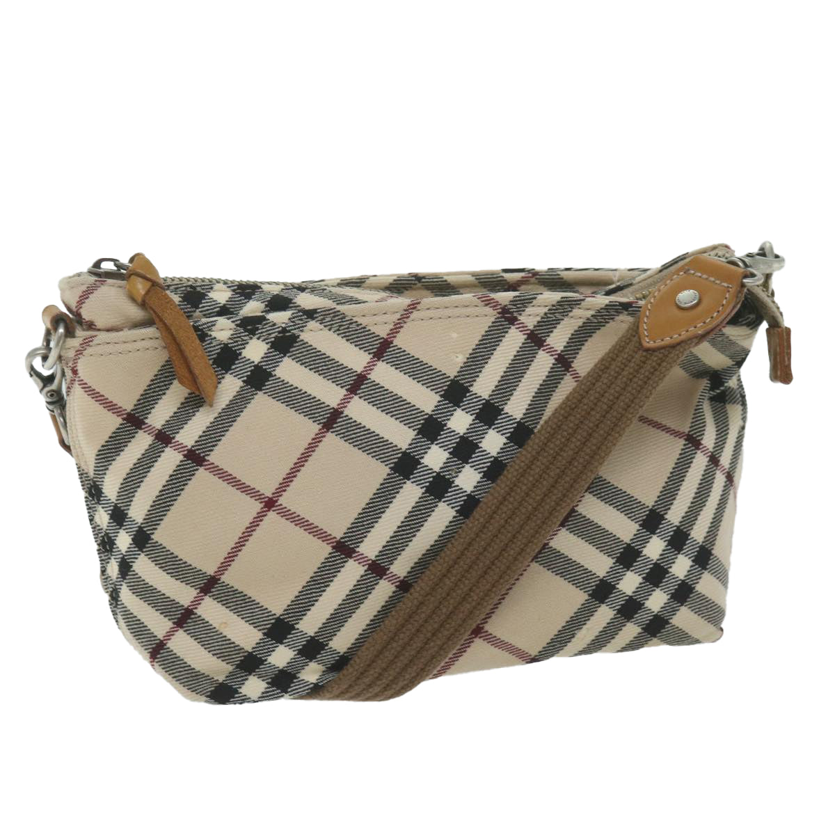 BURBERRY Nova Check Blue Label Shoulder Bag Canvas Beige Auth 64634