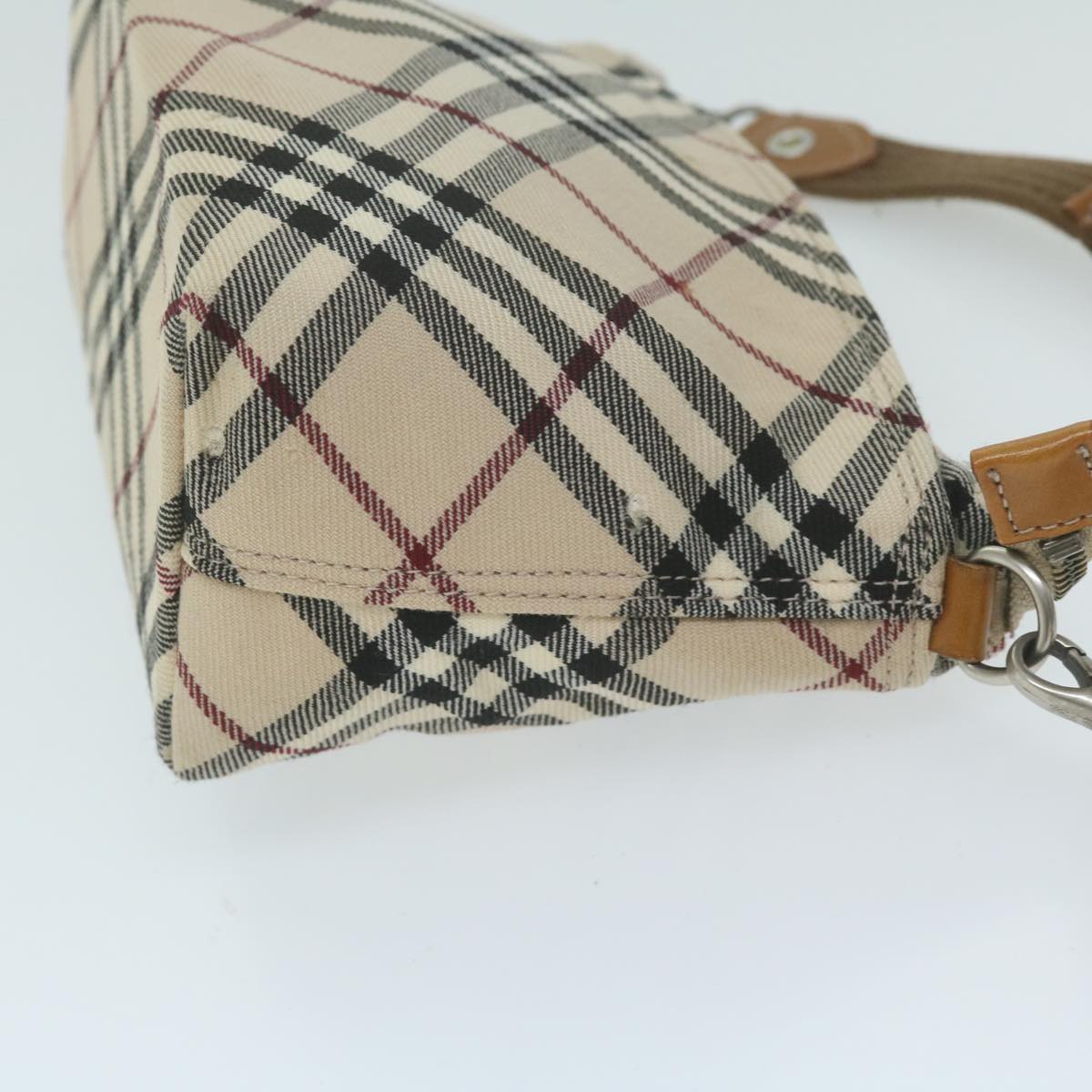 BURBERRY Nova Check Blue Label Shoulder Bag Canvas Beige Auth 64634