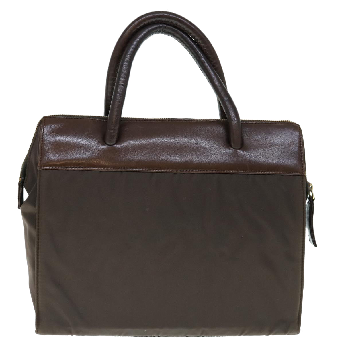 PRADA Hand Bag Nylon Leather Brown Auth 64636