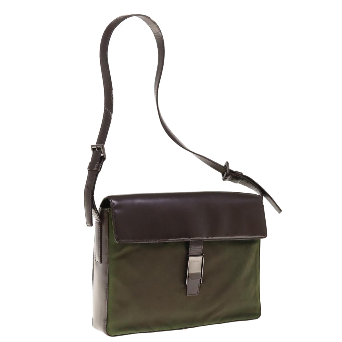 PRADA Shoulder Bag Nylon Khaki Auth 64645