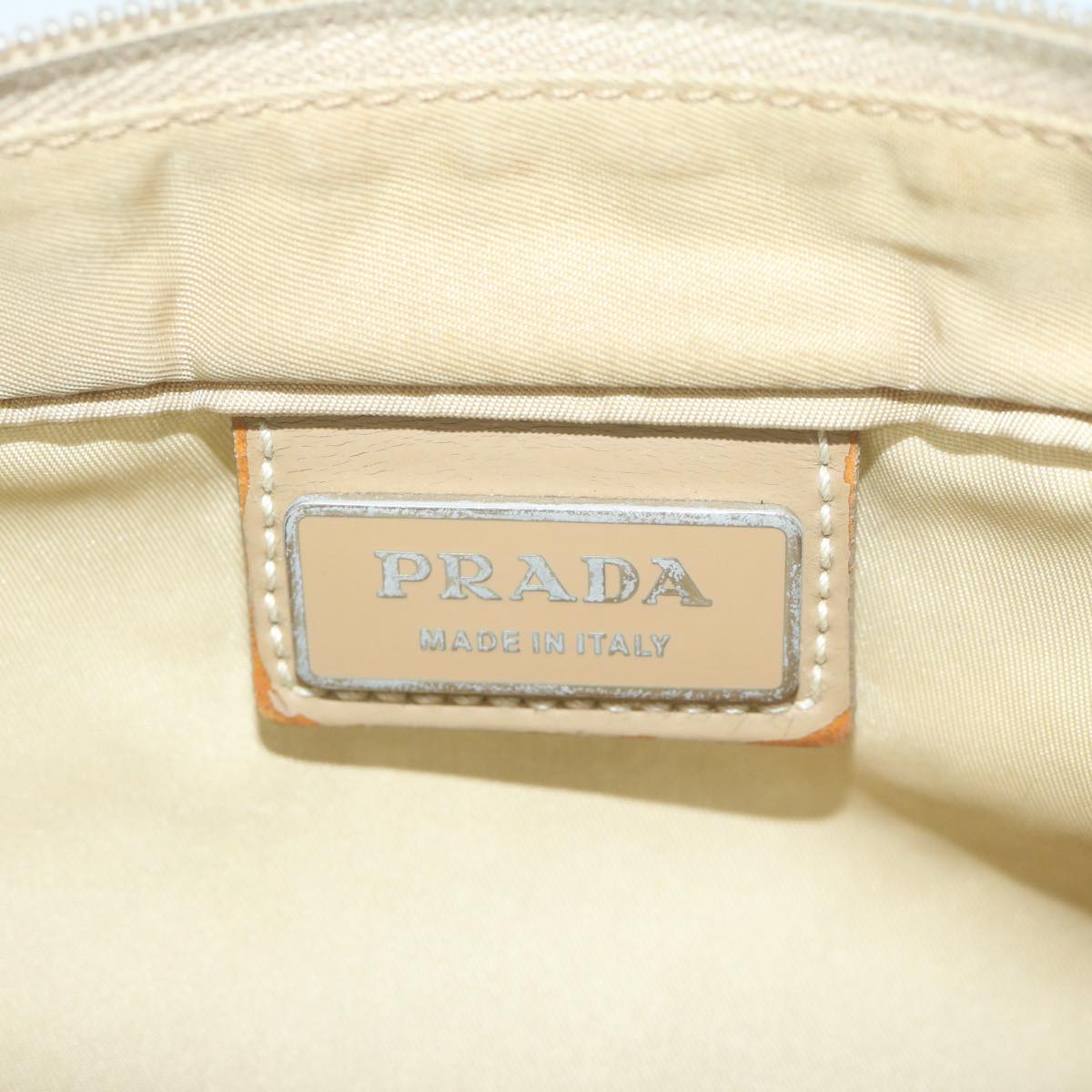 PRADA Shoulder Bag Nylon Beige Auth 64646