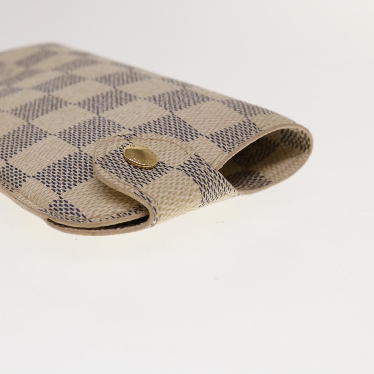 LOUIS VUITTON Damier Azur Etui Lunettes MM Glasses Case N60025 LV Auth 64687