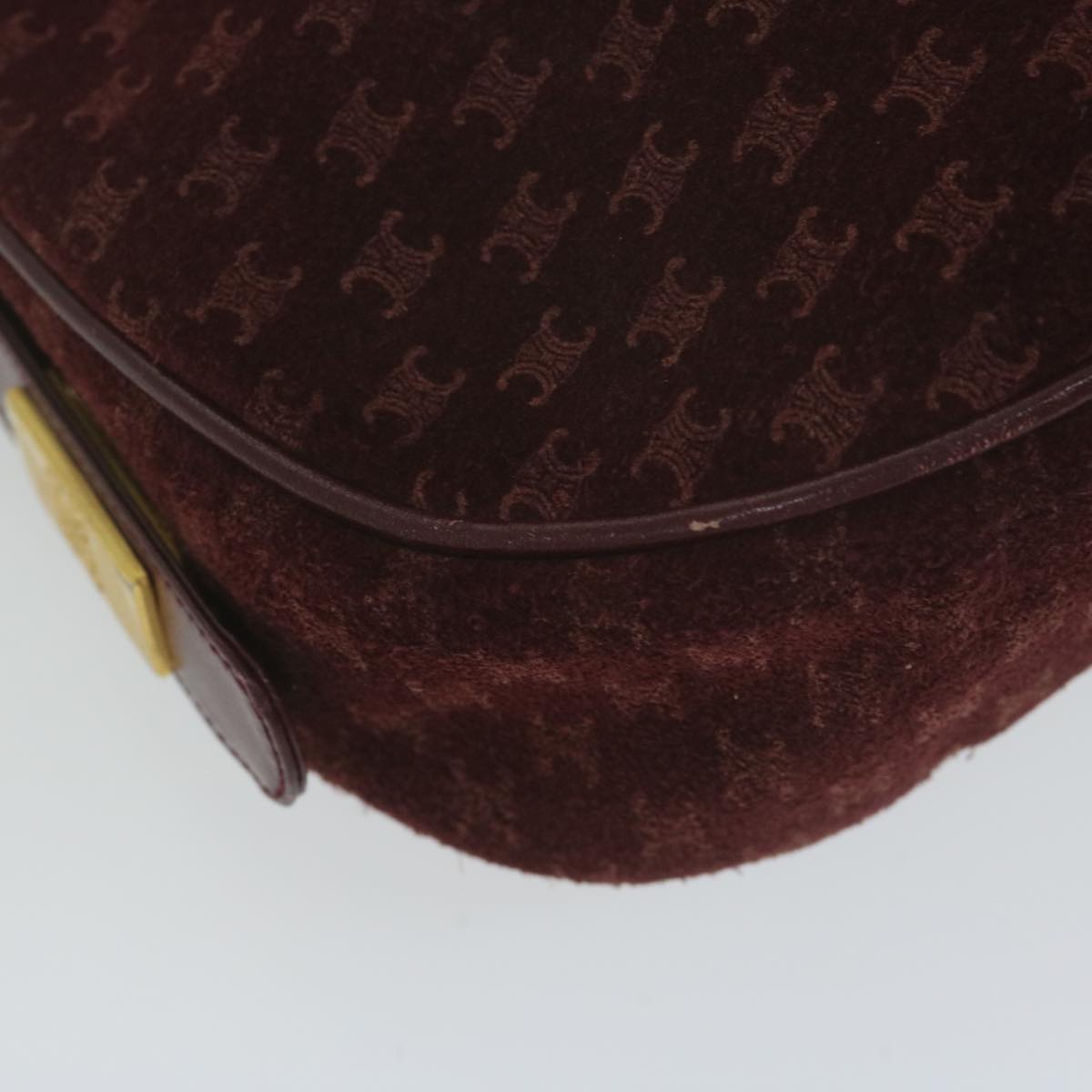 CELINE Macadam Canvas Shoulder Bag Red Auth 64736