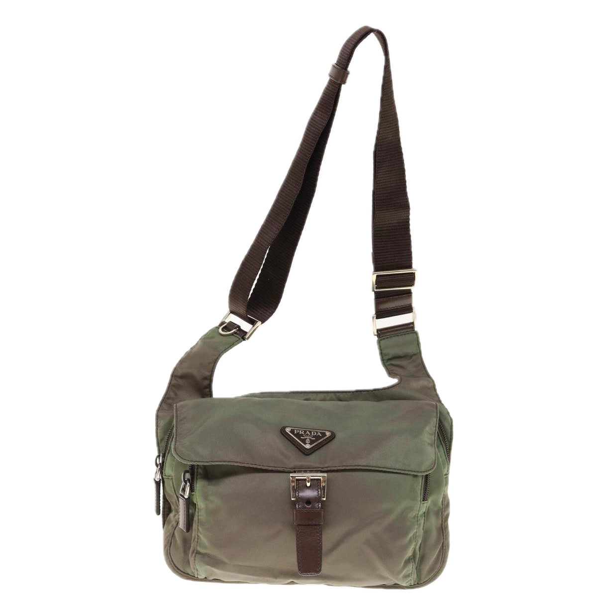 PRADA Shoulder Bag Nylon Khaki Auth 64758