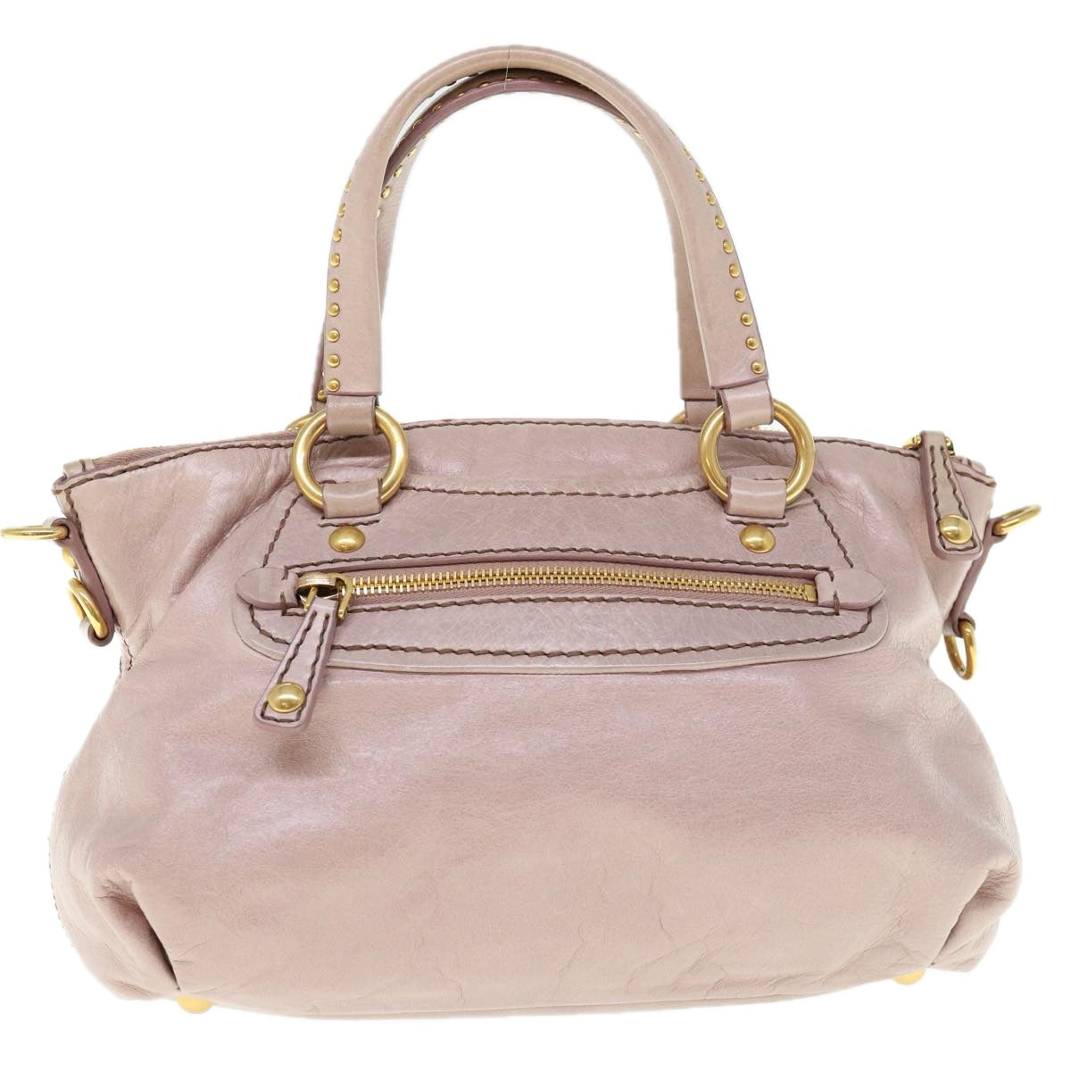 Miu Miu Hand Bag Leather 2way Pink Auth 64773