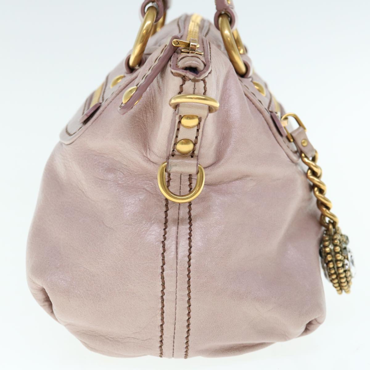 Miu Miu Hand Bag Leather 2way Pink Auth 64773