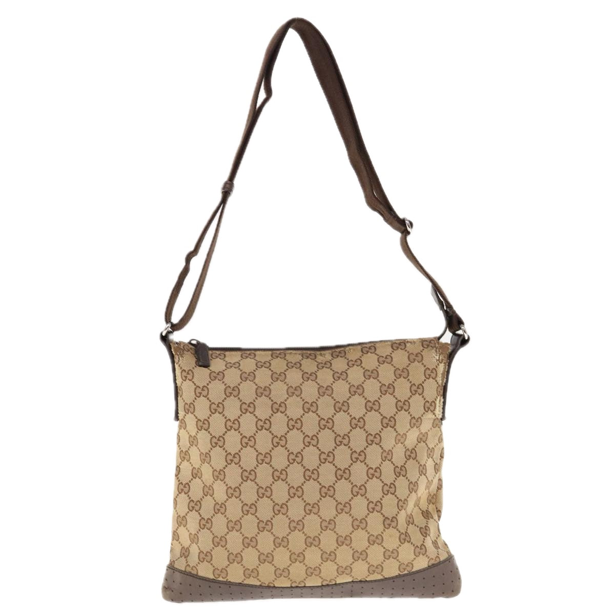 GUCCI GG Canvas Shoulder Bag Beige 145857 Auth 64778 - 0