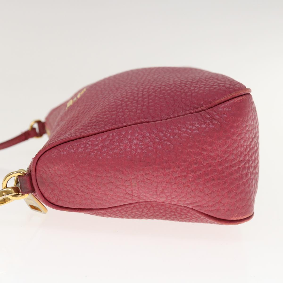 PRADA Accessory Pouch Leather Pink Auth 64815