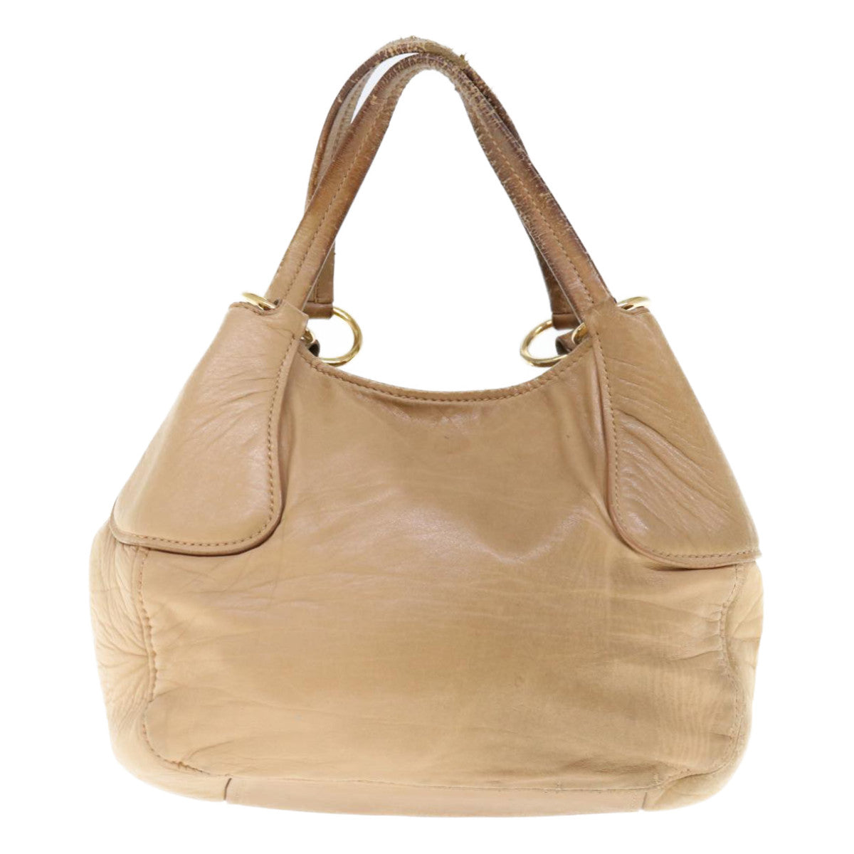 Miu Miu Hand Bag Leather Beige Auth 64848