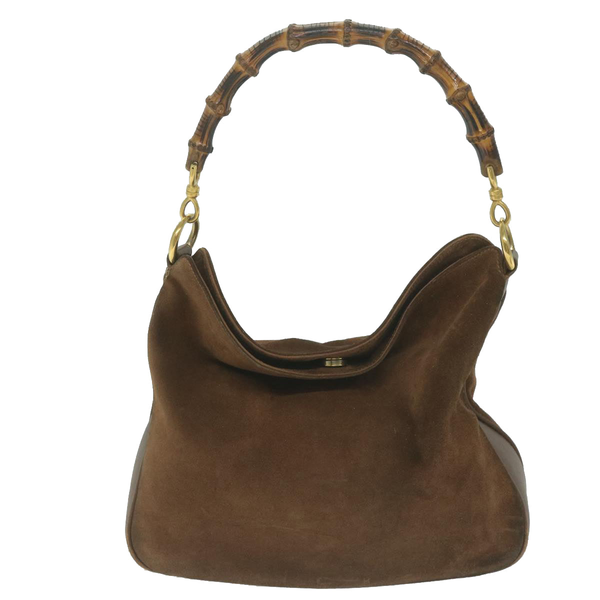 GUCCI Bamboo Shoulder Bag Suede 2way Brown Auth 64867 - 0