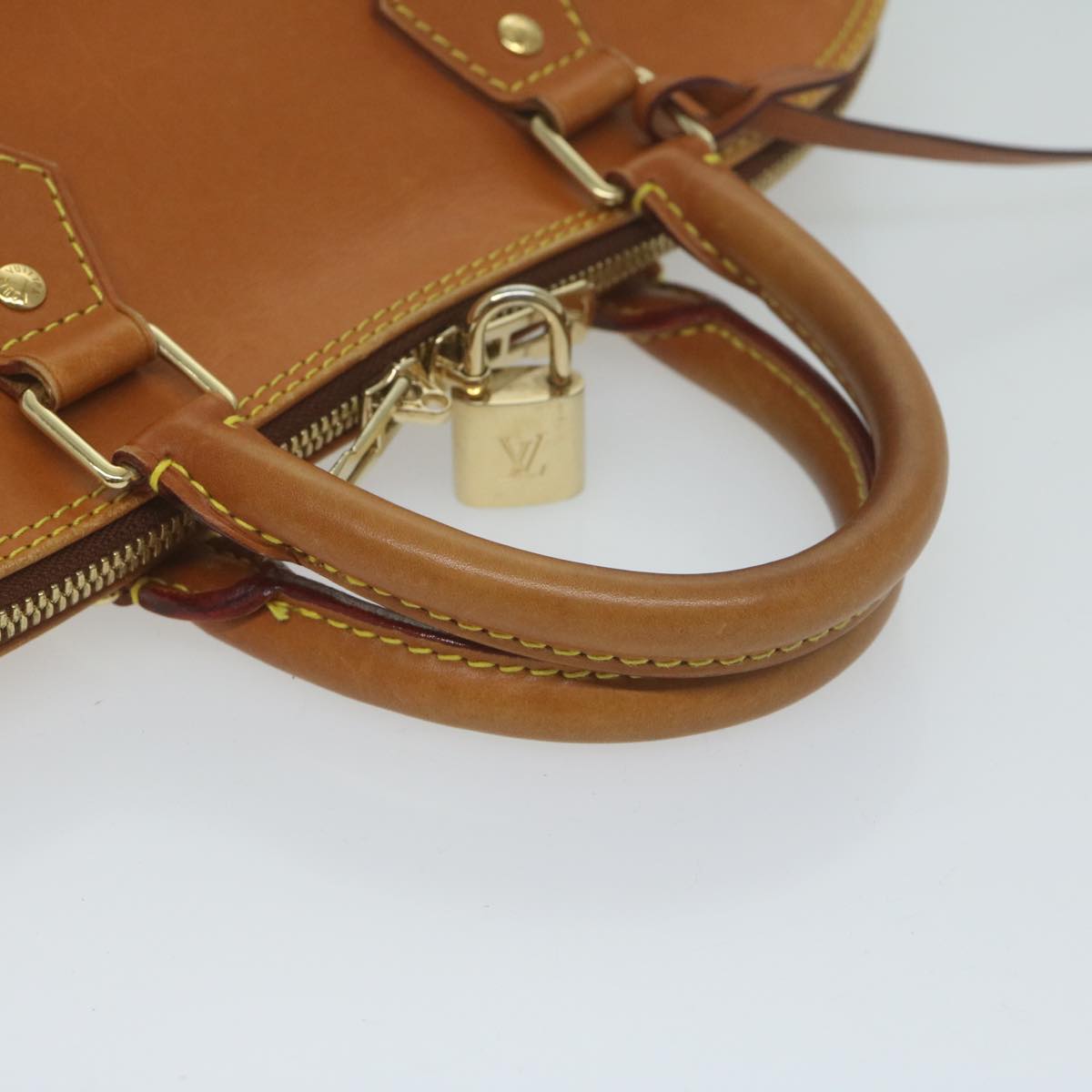 LOUIS VUITTON Nomad leather Alma Hand Bag Beige M85000 LV Auth 64976