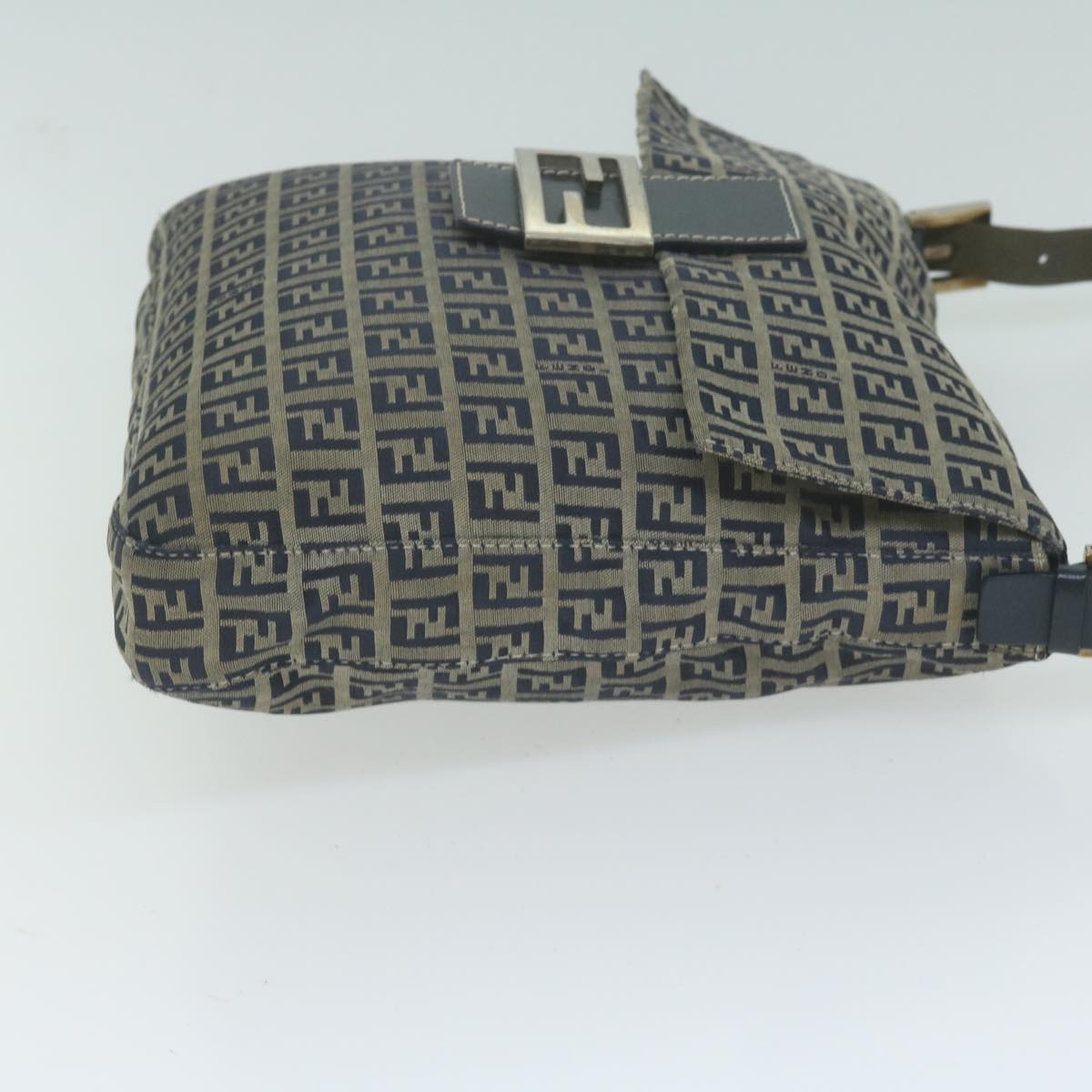 FENDI Zucchino Canvas Mamma Baguette Shoulder Bag Navy Auth 65015