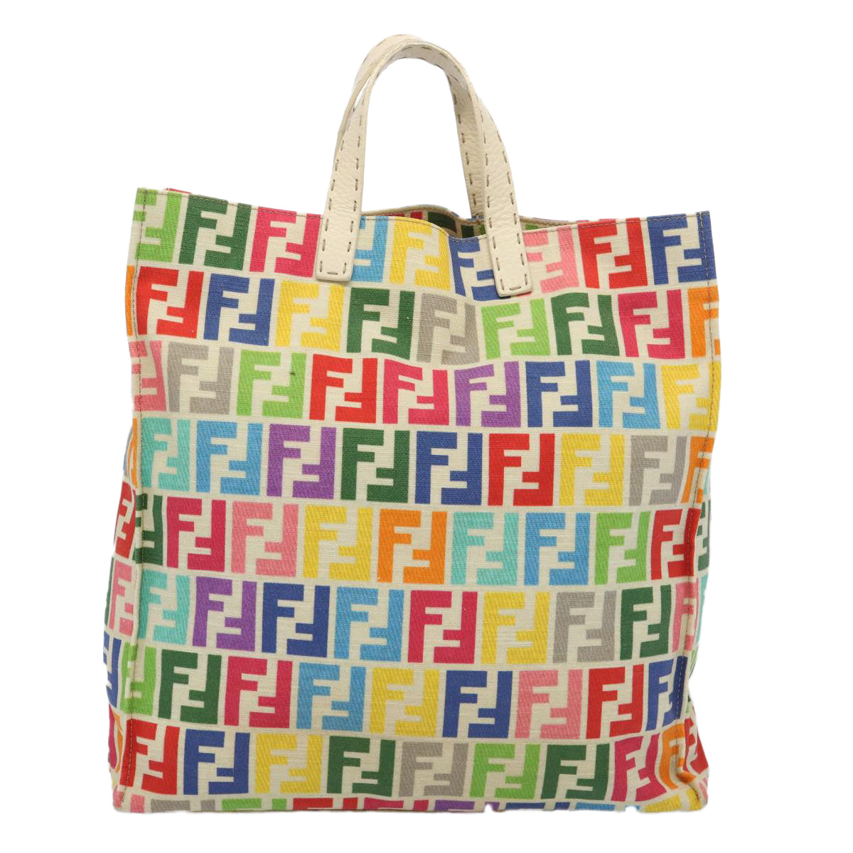 FENDI Zucca Canvas Hand Bag Multicolor Auth 65016