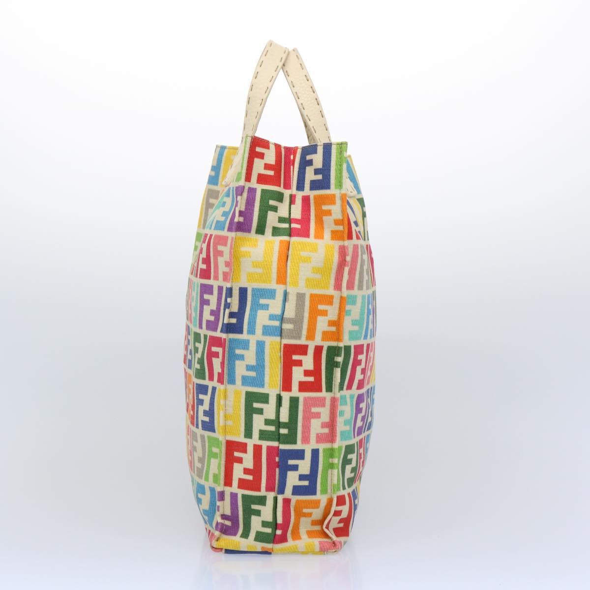 FENDI Zucca Canvas Hand Bag Multicolor Auth 65016