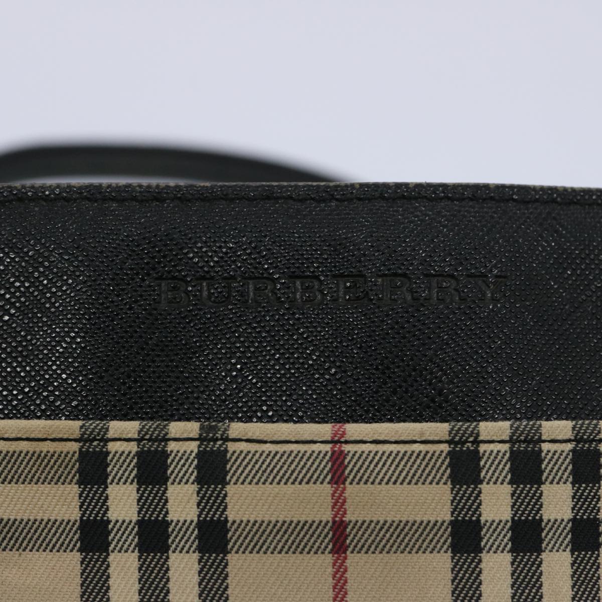 BURBERRY Nova Check Hand Bag Nylon Canvas Beige Auth 65060