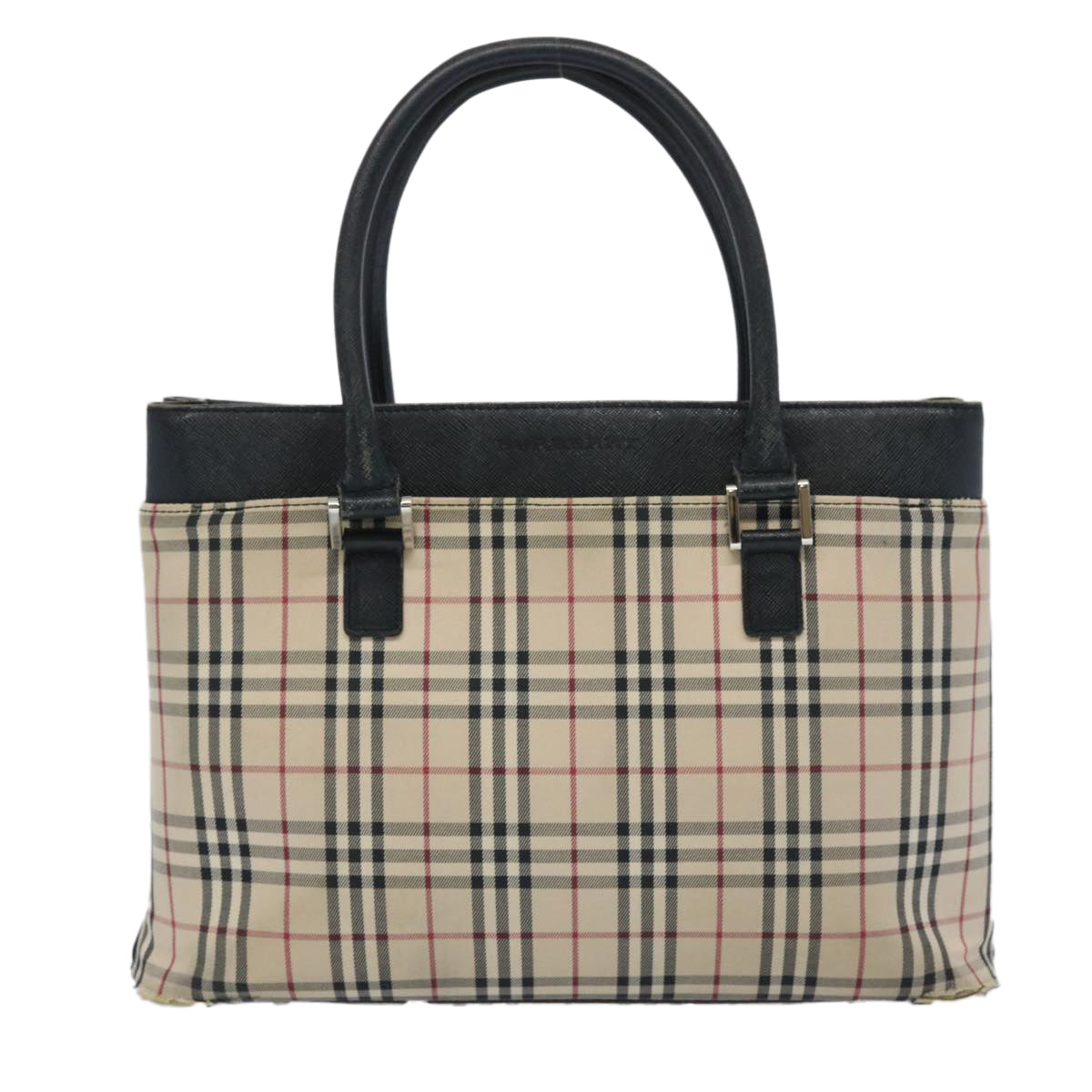 BURBERRY Nova Check Hand Bag Nylon Canvas Beige Auth 65060 - 0