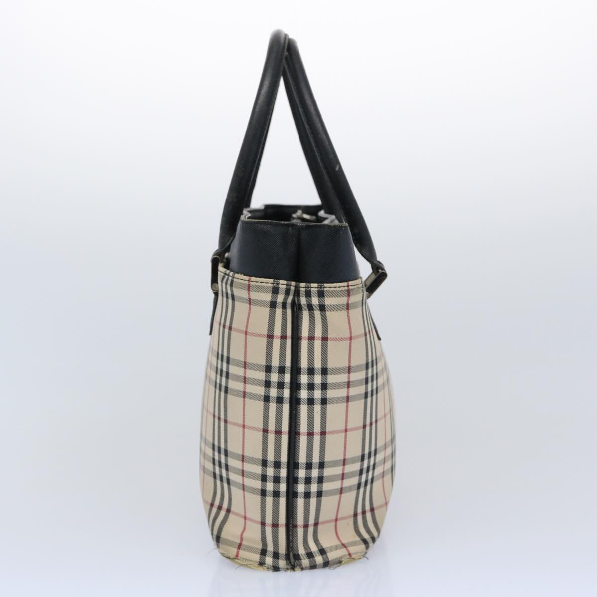 BURBERRY Nova Check Hand Bag Nylon Canvas Beige Auth 65060