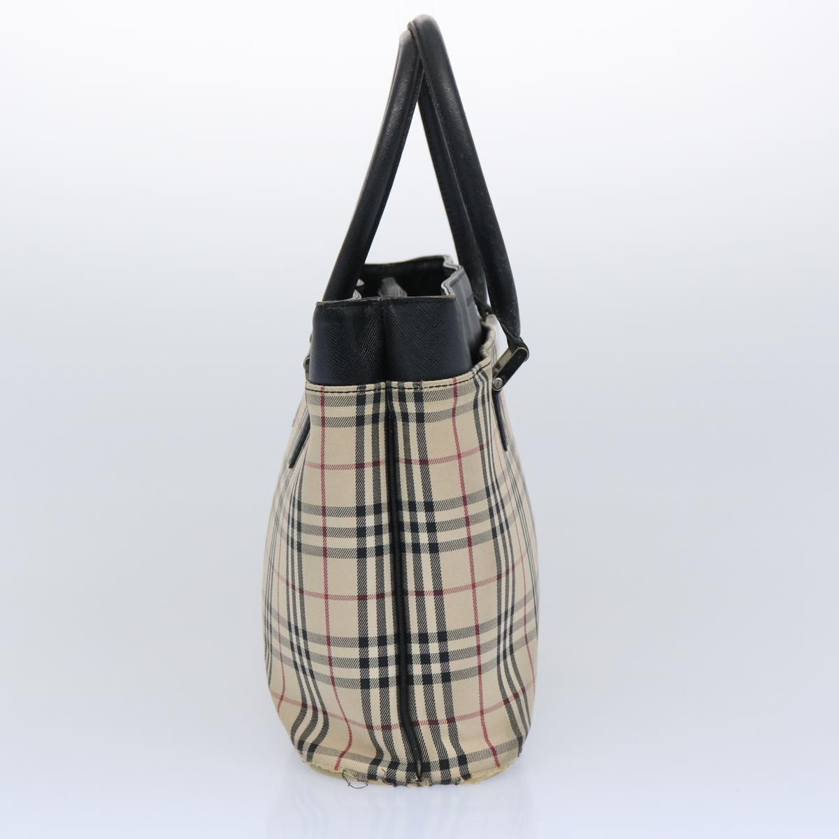 BURBERRY Nova Check Hand Bag Nylon Canvas Beige Auth 65060