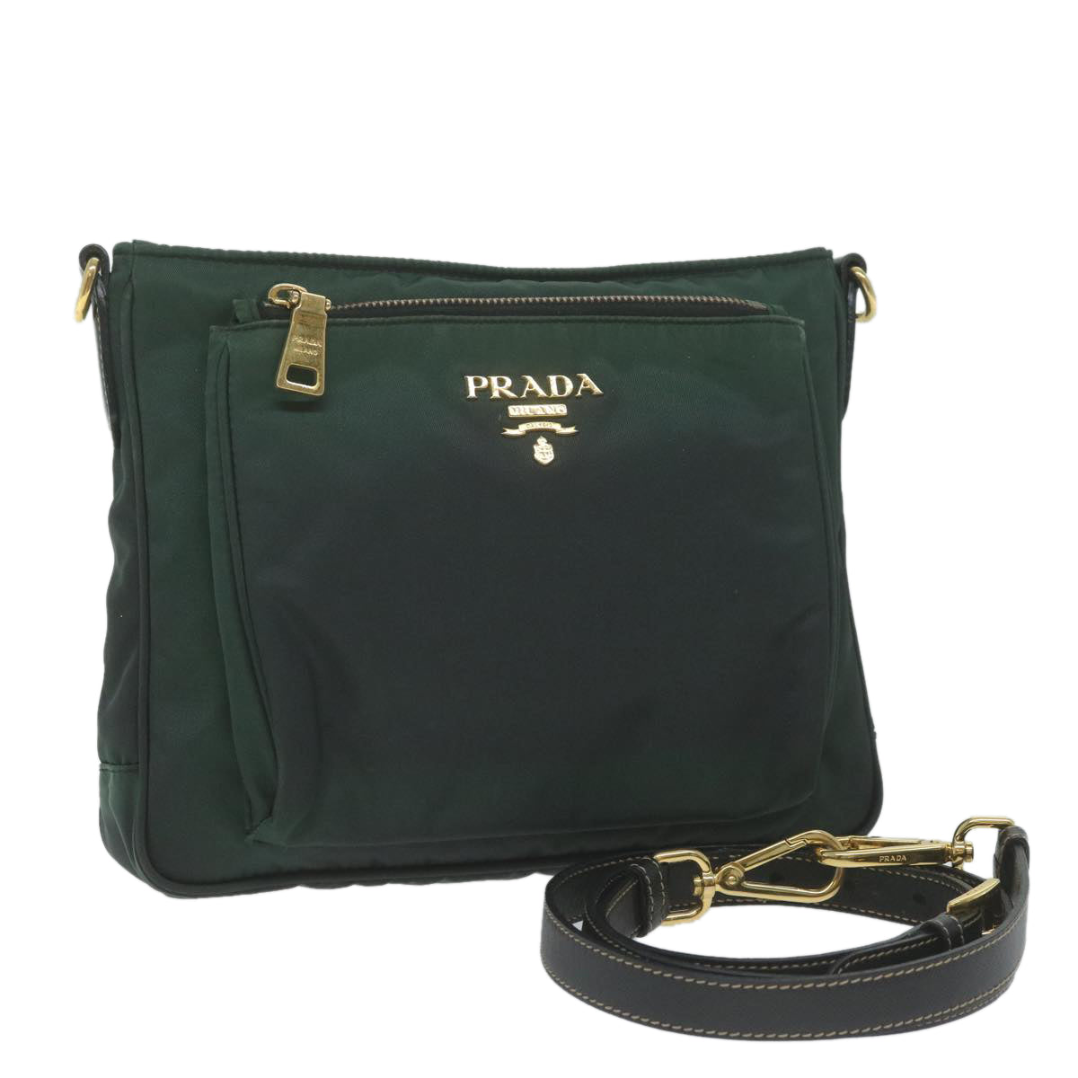 PRADA Shoulder Bag Nylon Green Auth 65078