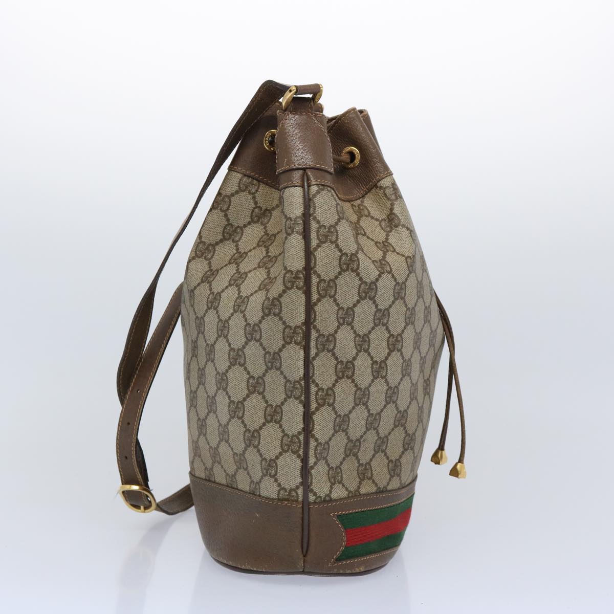 GUCCI GG Supreme Web Sherry Line Shoulder Bag PVC Beige 41 02 085 Auth 65097