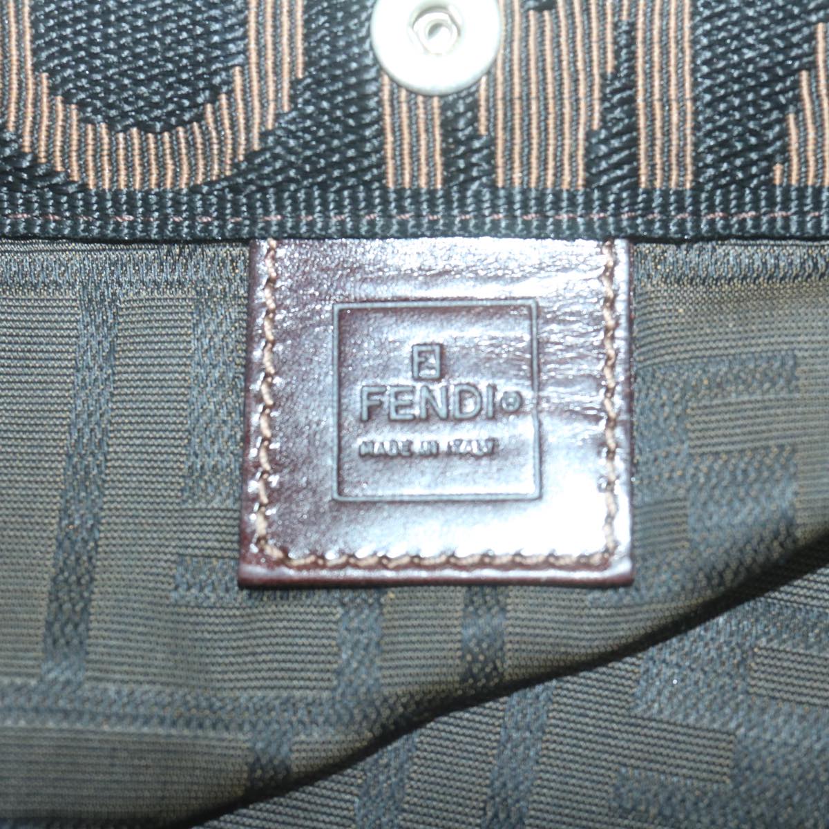 FENDI Zucca Canvas Hand Bag Black Brown Auth 65271