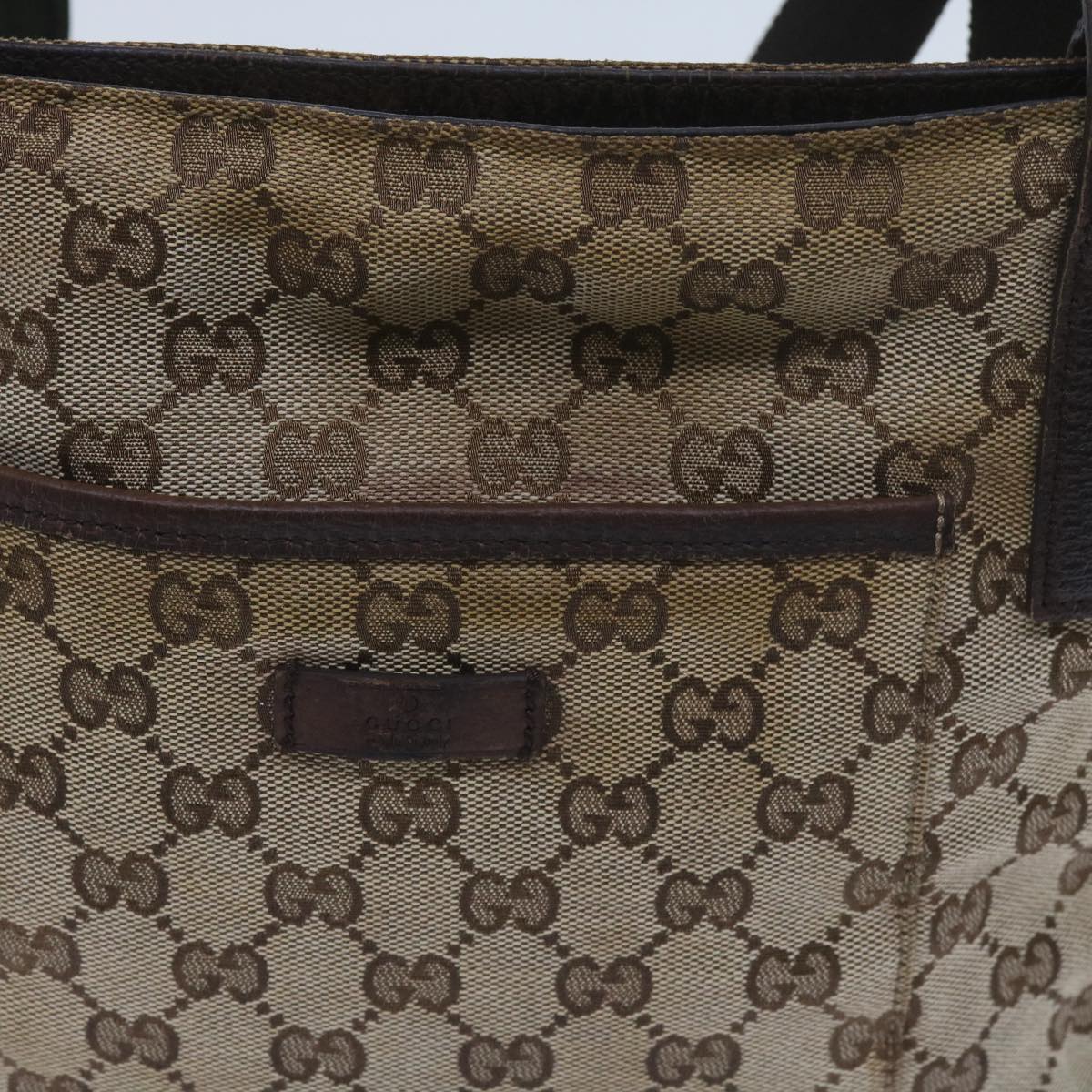 GUCCI GG Canvas Shoulder Bag Beige 122793 Auth 65303