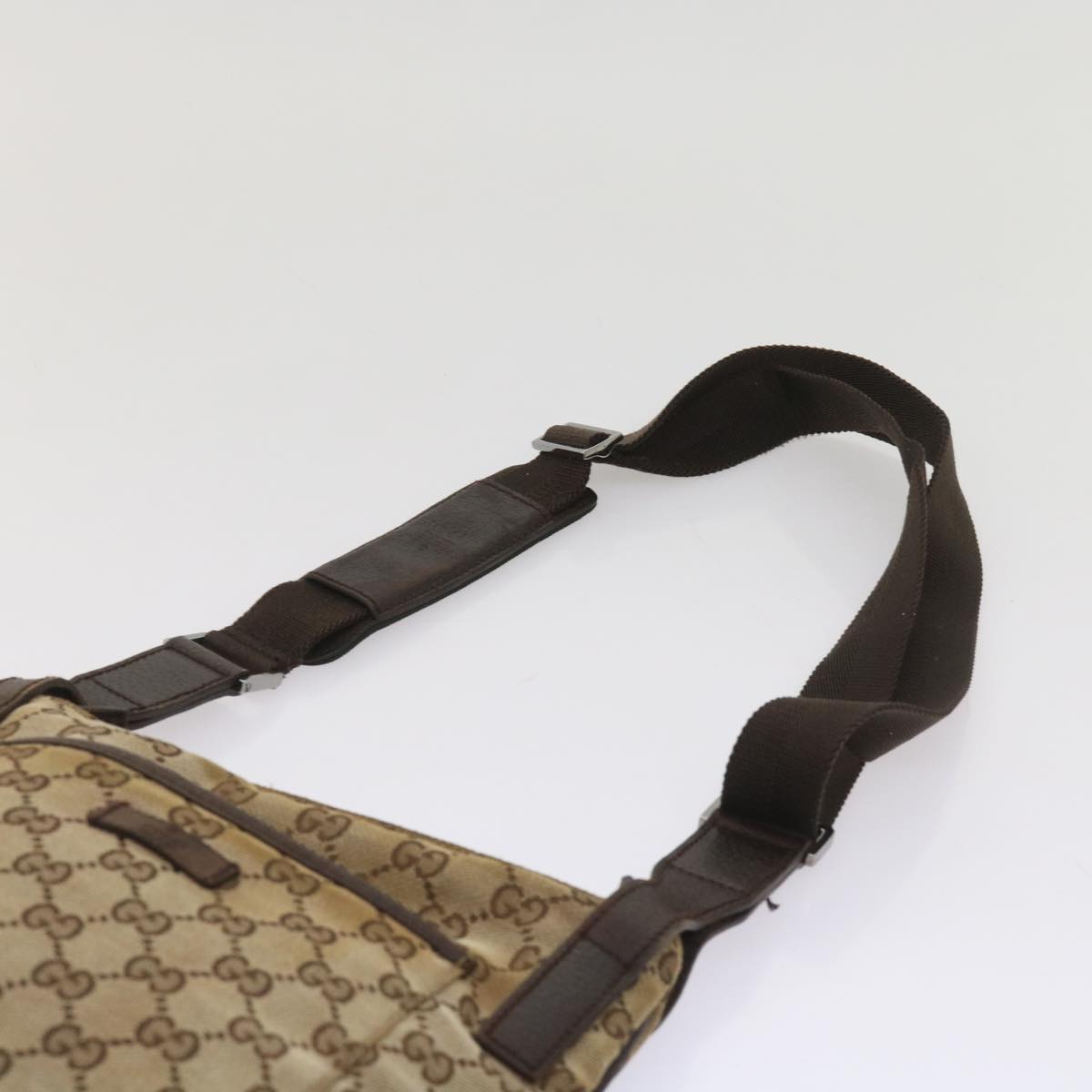 GUCCI GG Canvas Shoulder Bag Beige 122793 Auth 65303