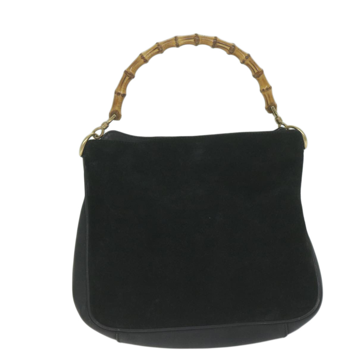 GUCCI Bamboo Shoulder Bag Suede 2way Black Auth 65563