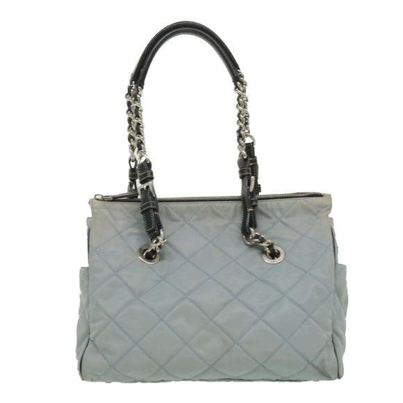 PRADA Chain Shoulder Bag Nylon Light Blue Auth ac1036