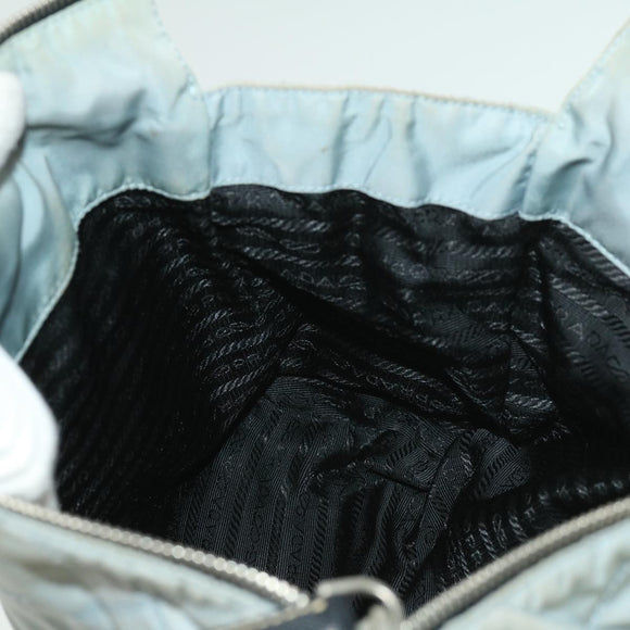 PRADA Chain Shoulder Bag Nylon Light Blue Auth ac1036