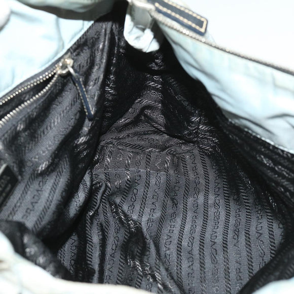 PRADA Chain Shoulder Bag Nylon Light Blue Auth ac1036