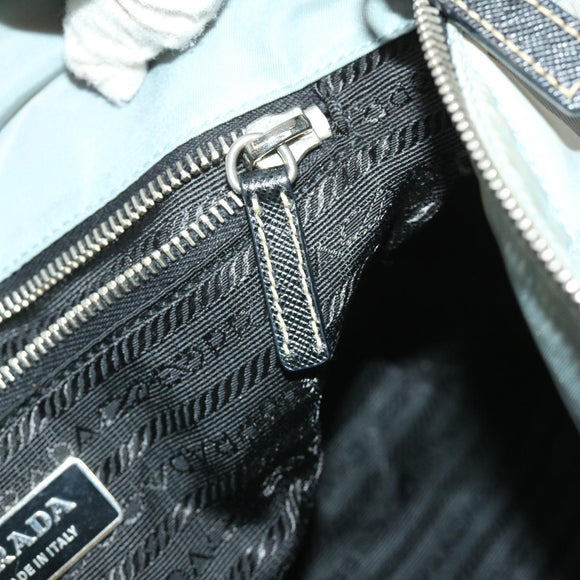 PRADA Chain Shoulder Bag Nylon Light Blue Auth ac1036