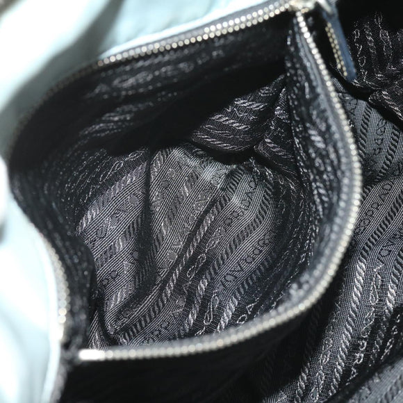 PRADA Chain Shoulder Bag Nylon Light Blue Auth ac1036