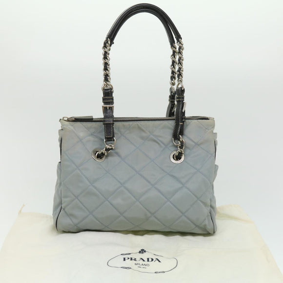 PRADA Chain Shoulder Bag Nylon Light Blue Auth ac1036