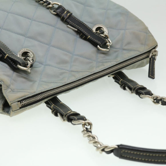 PRADA Chain Shoulder Bag Nylon Light Blue Auth ac1036