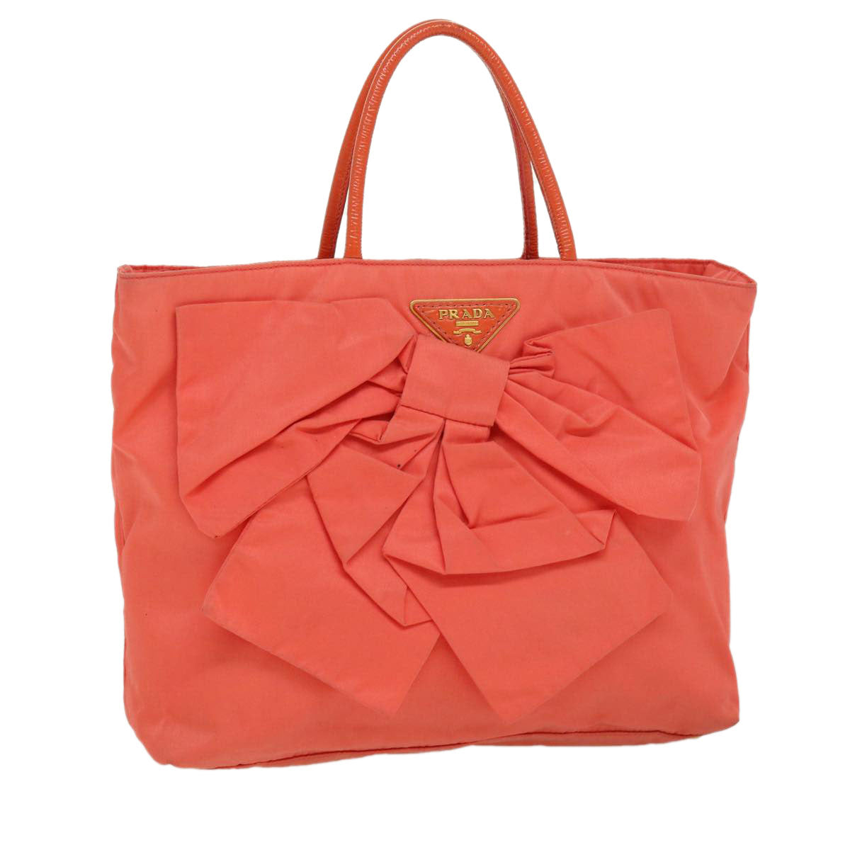 PRADA Hand Bag Nylon Orange Auth ac1090