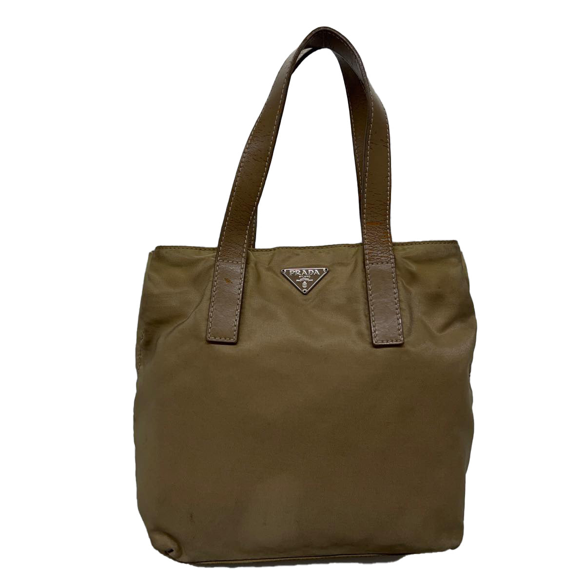 PRADA Hand Bag Nylon Beige Auth ac1161