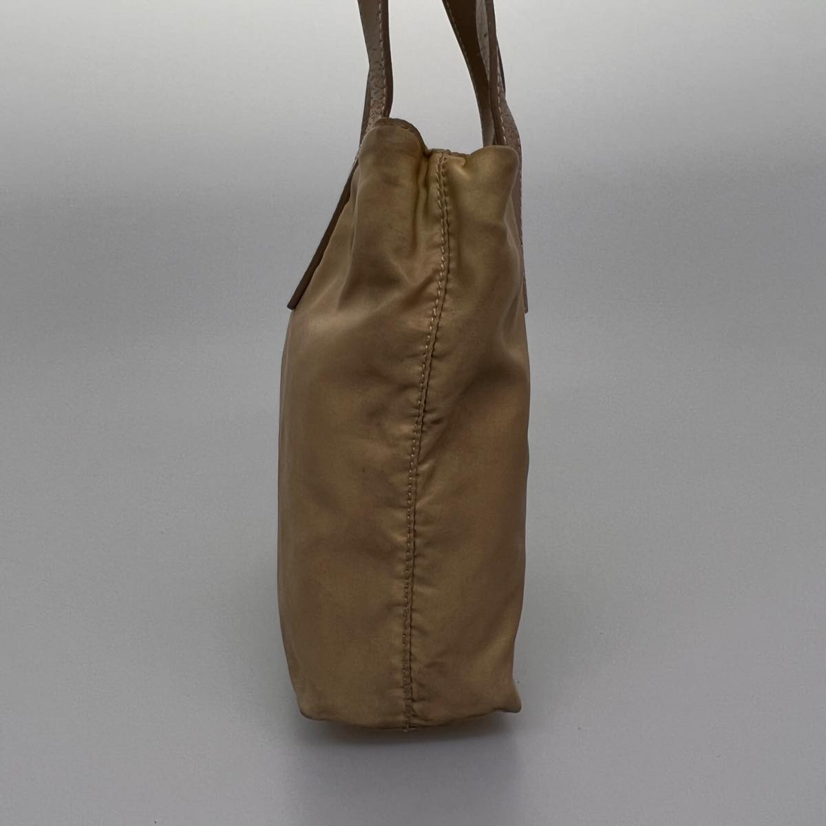 PRADA Hand Bag Nylon Beige Auth ac1161