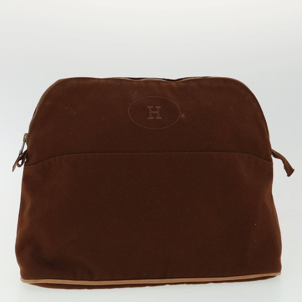 HERMES Bolide Pouch Canvas Brown Auth ac1226