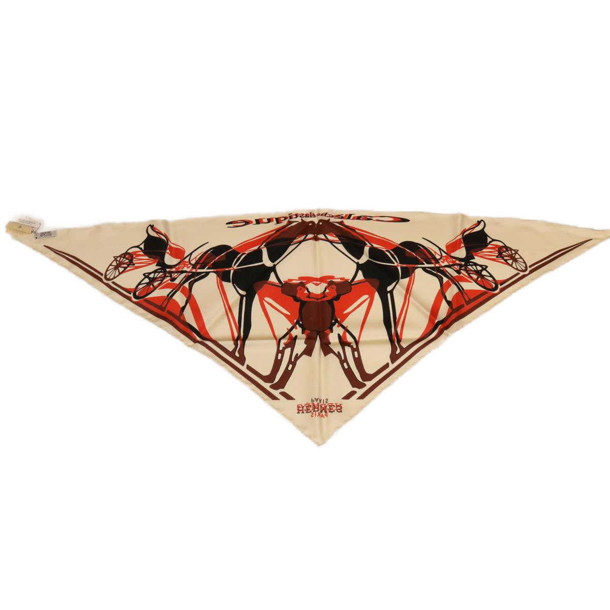 HERMES Caleche Elastique Scarf Silk Red Auth ac1232