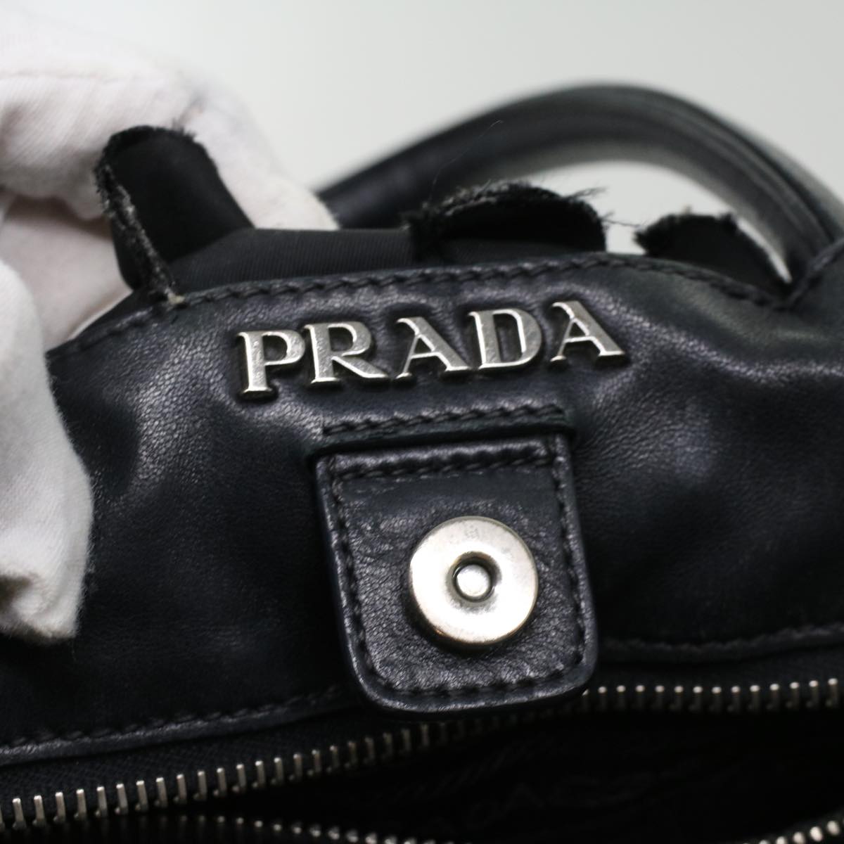 PRADA Hand Bag Nylon Black Auth ac1238
